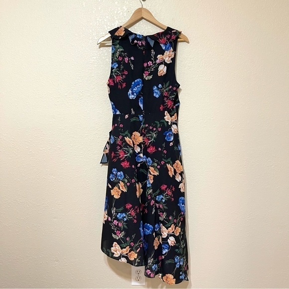 Parker Floral Print Sleeveless Asymmetrical Ruffle Hem Midi Dress Size Medium - Picture 7 of 12
